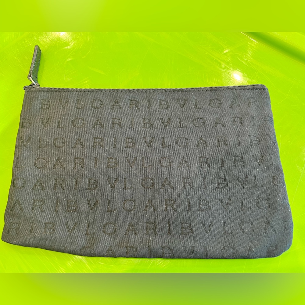 Bvlgari Logo Black clutch, makeup bag, accessory pouch.